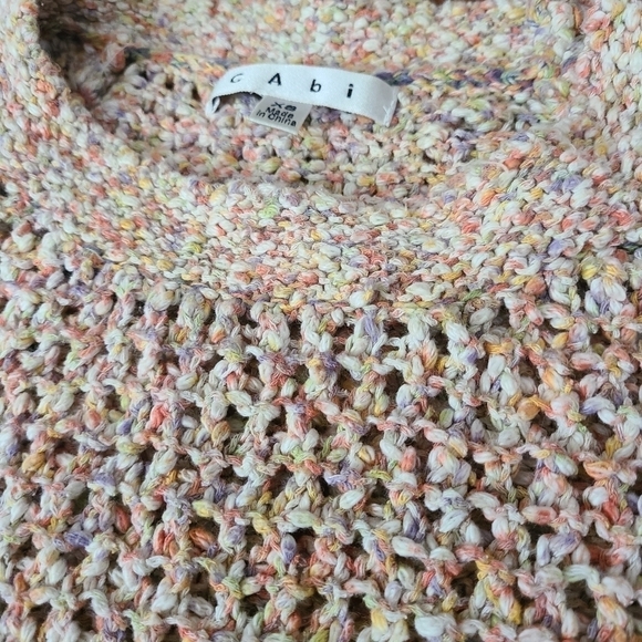 CAbi Multicolor Sorbet Knit Short Sleeve Summer Knit Blouse - Picture 4 of 10